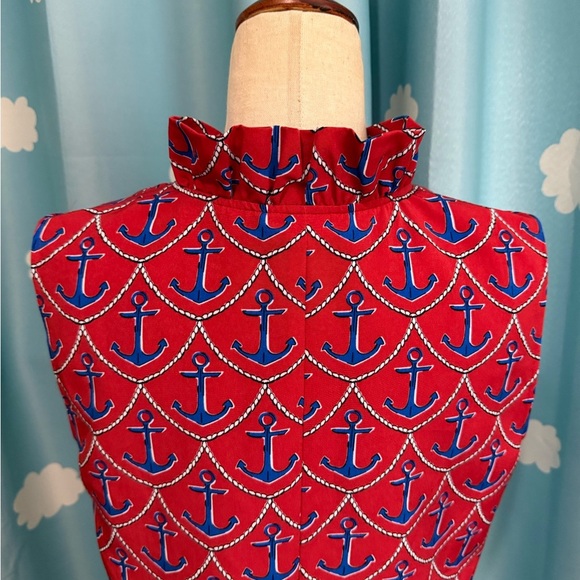 Talbots- anchor nautical ruffle dress- 10 - Picture 5 of 7